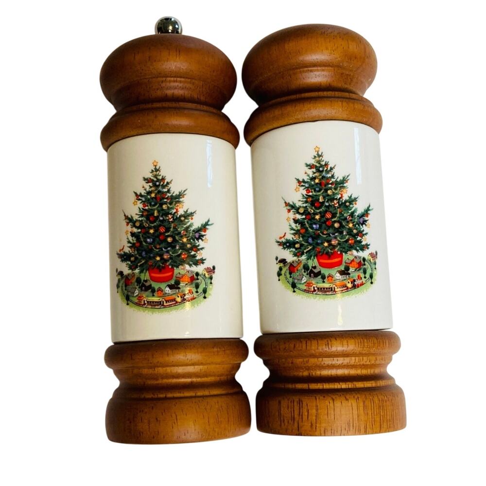 VTG Pfaltzgraff Mr Dudley Christmas Heritage Salt-Shaker Peppermill Grinder IOB